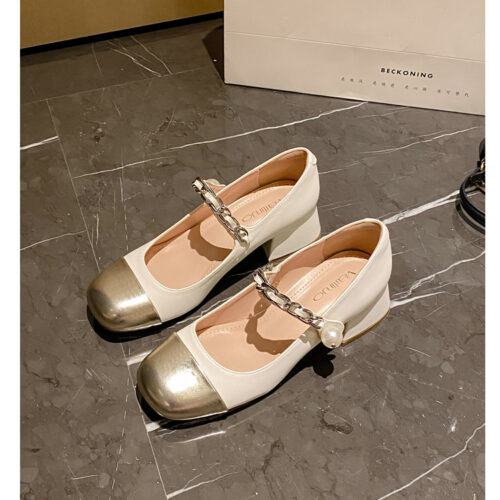 Steporae Sunset Gold Elegant French Princess Comfortable Mary Jane Heels