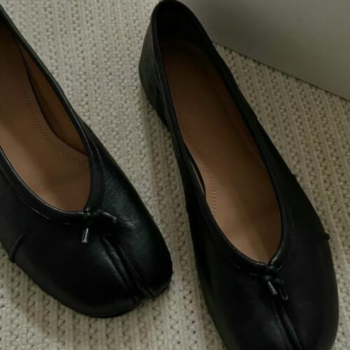 Steporae Avant-Garde Black Tabi Ballet Flat Shoes for Women