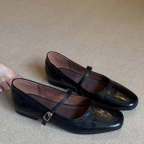 Alternative view of Steporae Retro Classic Black Leather Mary Jane Flats for Women