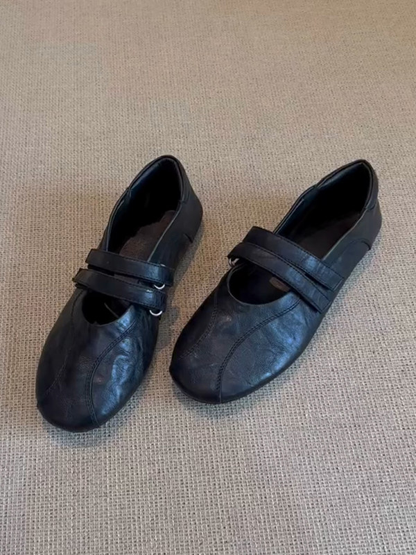 Steporae Velcro Cute Wide Toe Box Mary Jane Flats For Girls
